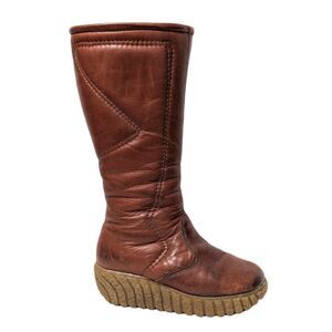 VINTAGE Wool Warmers by Mondl Banff Wool Lined Leather Platform Boots 6